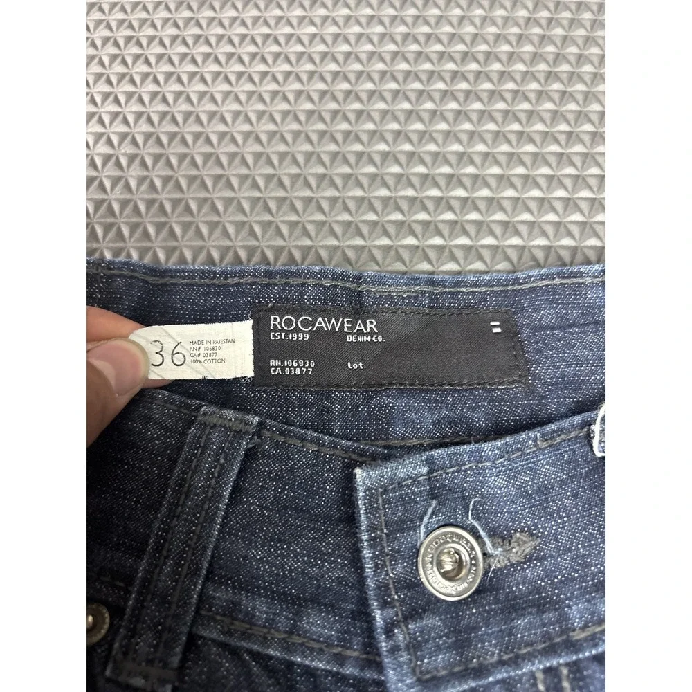 ROCAWEAR Men's Size 36 Dark Wash Denim Baggy Carpenter Jean Shorts 100% Cotton